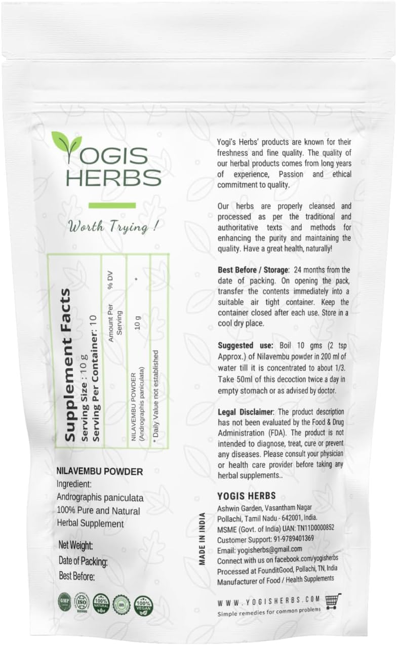 100% Pure Andrographis Paniculata Powder for Natural Immune, Liver, and Digestive Support - 3.5 oz