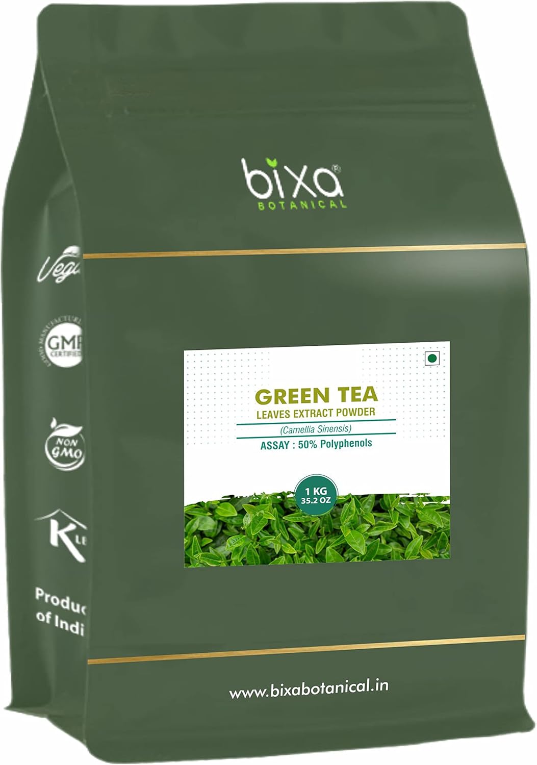 100% Pure Authentic Premium Quality Bixa BOTANICAL Ayurvedic Green Tea Supplement - 1Kg Pack with 50% Polyphenols