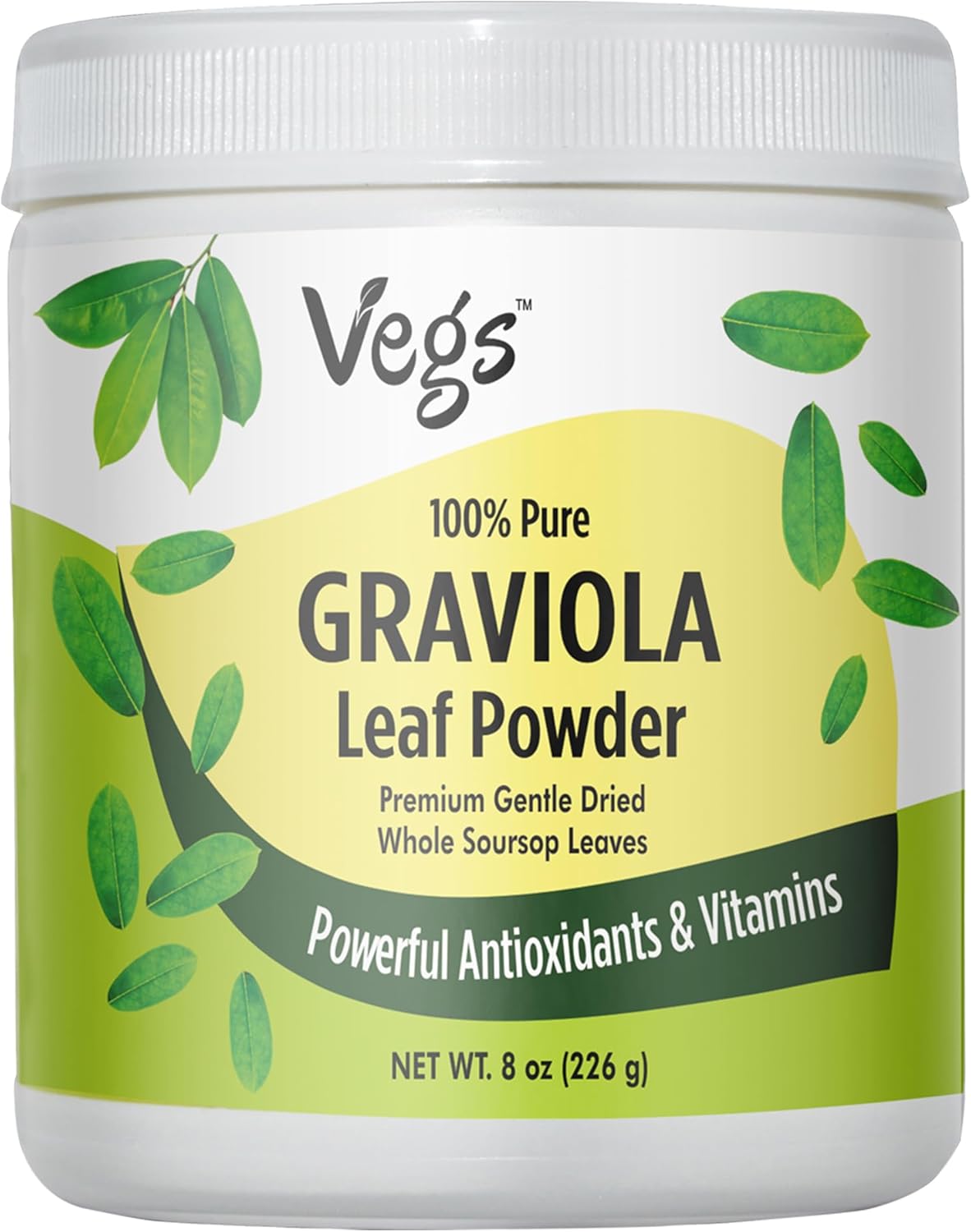 100% Pure Graviola Soursop Leaf Powder - Premium Grade Whole Green Organic Soursop with Antioxidants, Vitamins, Minerals - Vegan, Non-GMO - 8 oz