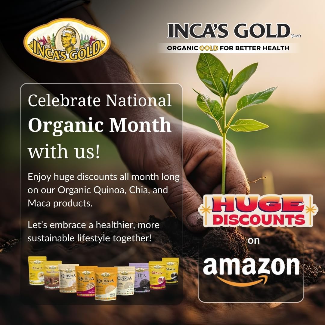 100% Pure Inca's Gold Organic Yellow Maca Gelatinized Root Powder - Supports Overall Vitality, Immune System, Memory, Learning - Family Size Pack of 2 - 908g Total - From Junin Peru