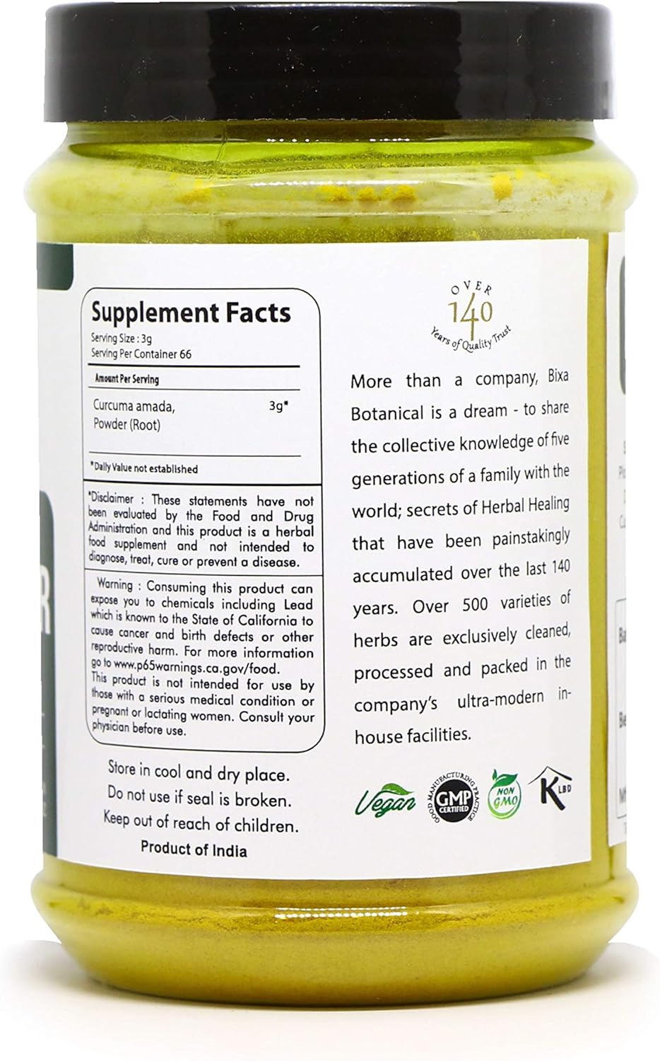 100% Pure Mango Ginger Root Powder | Curcuma Amada Supplement | Ayurvedic Herbal Blend | 200g/7oz | Gluten-Free, Non-GMO, Vegan