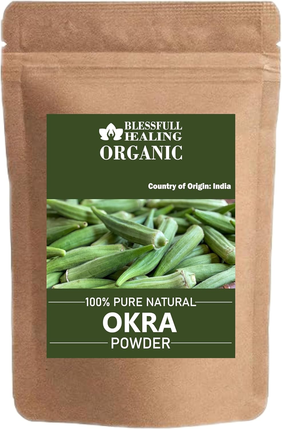 100% Pure Natural Blessfull Healing Organic Okra Powder - 200g (7.05 oz)
