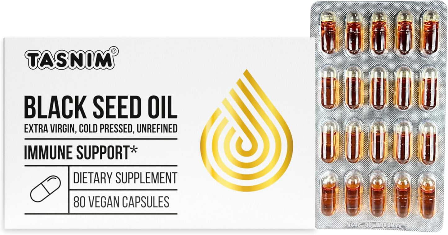 100% Pure Organic Cold-Pressed Black Seed Oil Capsules for Immune Support and Joint Comfort