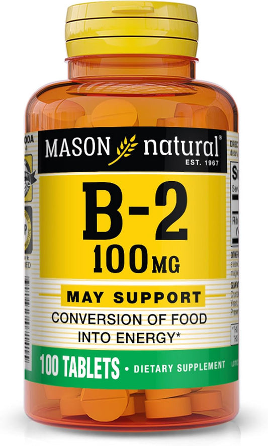 100 Tablets of Mason Natural Vitamin B-2 100mg for Energy Support