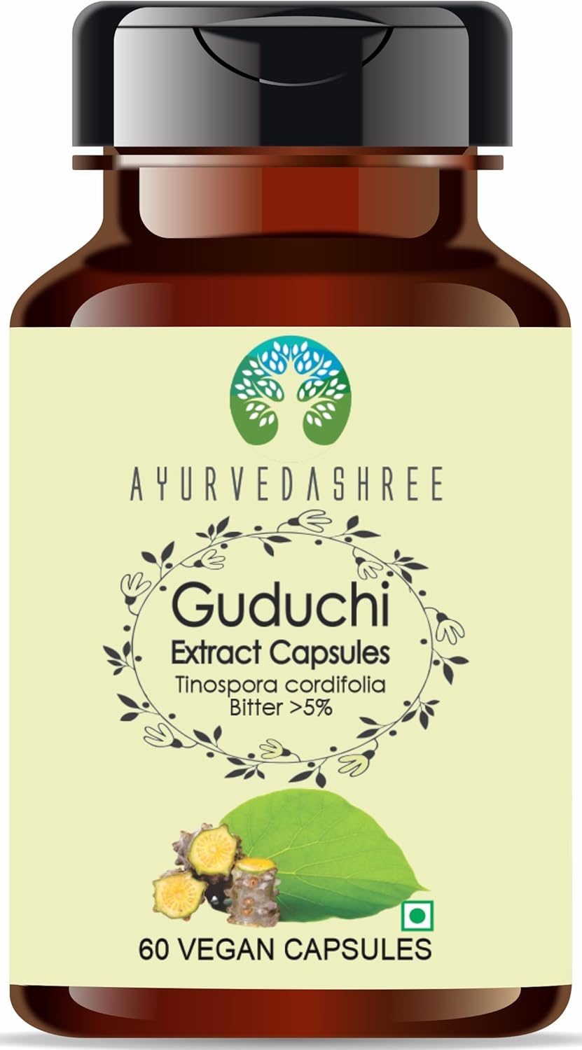 100% Vegan Guduchi Extract Capsules - 500mg, 60 Count | Tinospora Cordifolia | All Natural | Gluten-Free | GMP Certified