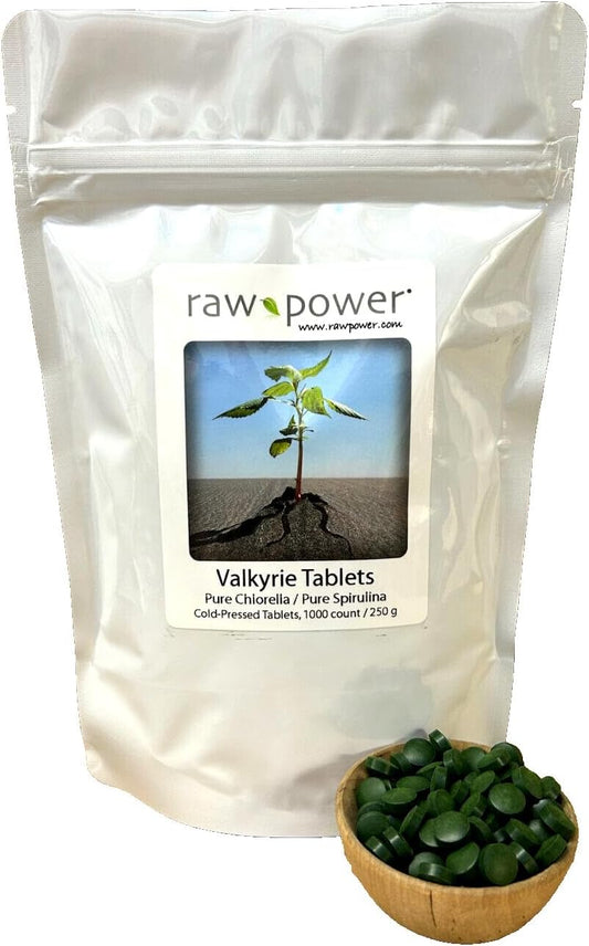 1000 Count Valkyrie Tablets for Pets, 250g Raw Power Cold-Pressed Pure Chlorella/Spirulina