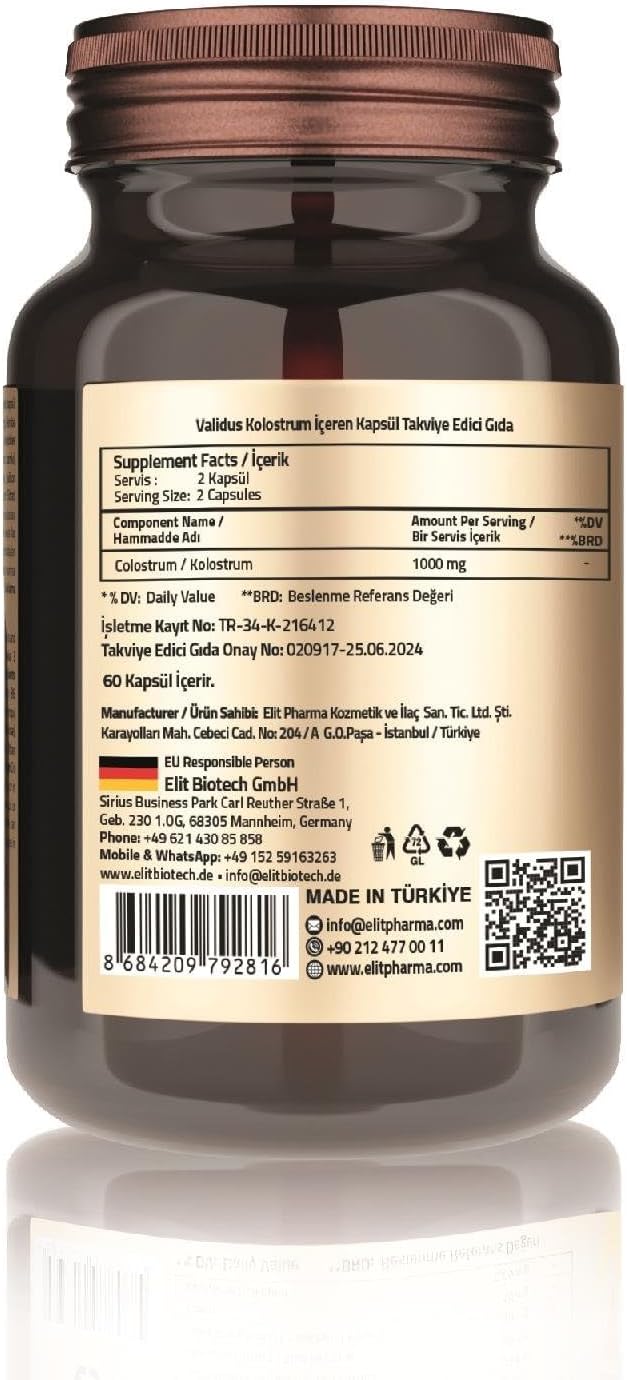 1000 mg Colostrum Supplements - 60 Capsules by VALIDUS