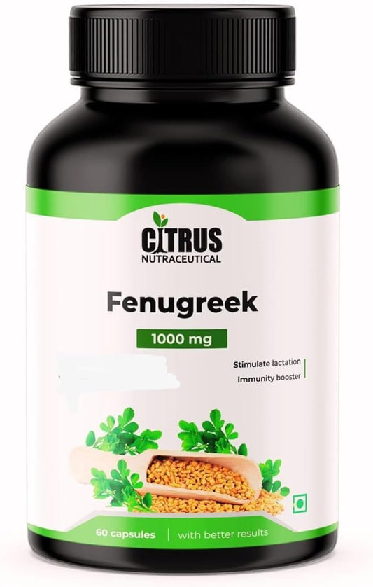 1000 mg Fenugreek Seed Extract Supplement for Improved Digestion and Increased Lactation - 60 Capsules