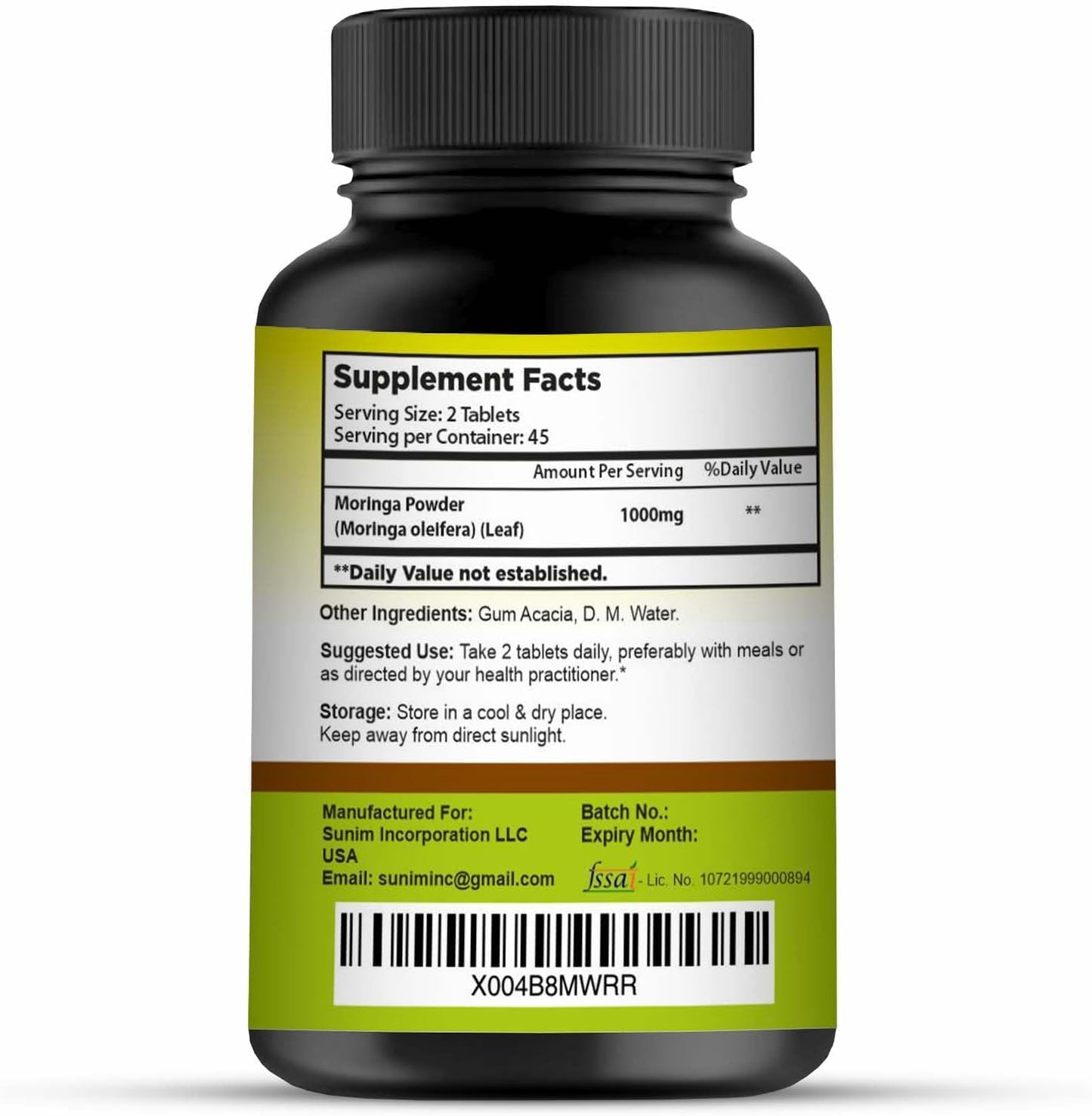 1000 mg Moringa Leaf Tablets for Energy, Immunity & Joint Health | Pure Oleifera Leaf Supplement for Men & Women | Non-GMO, Gluten Free | 90 Tablets, 45 Days Supply