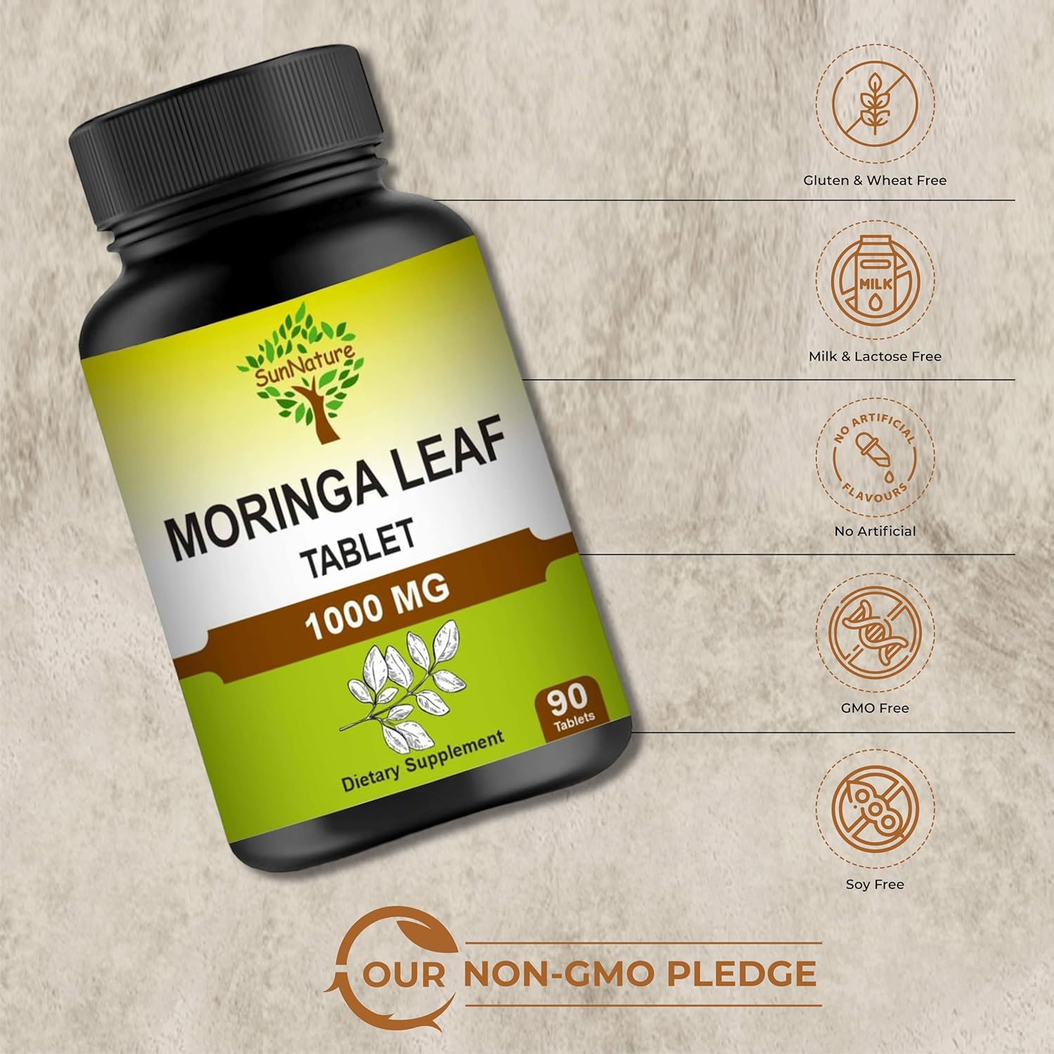 1000 mg Moringa Leaf Tablets for Energy, Immunity & Joint Health | Pure Oleifera Leaf Supplement for Men & Women | Non-GMO, Gluten Free | 90 Tablets, 45 Days Supply