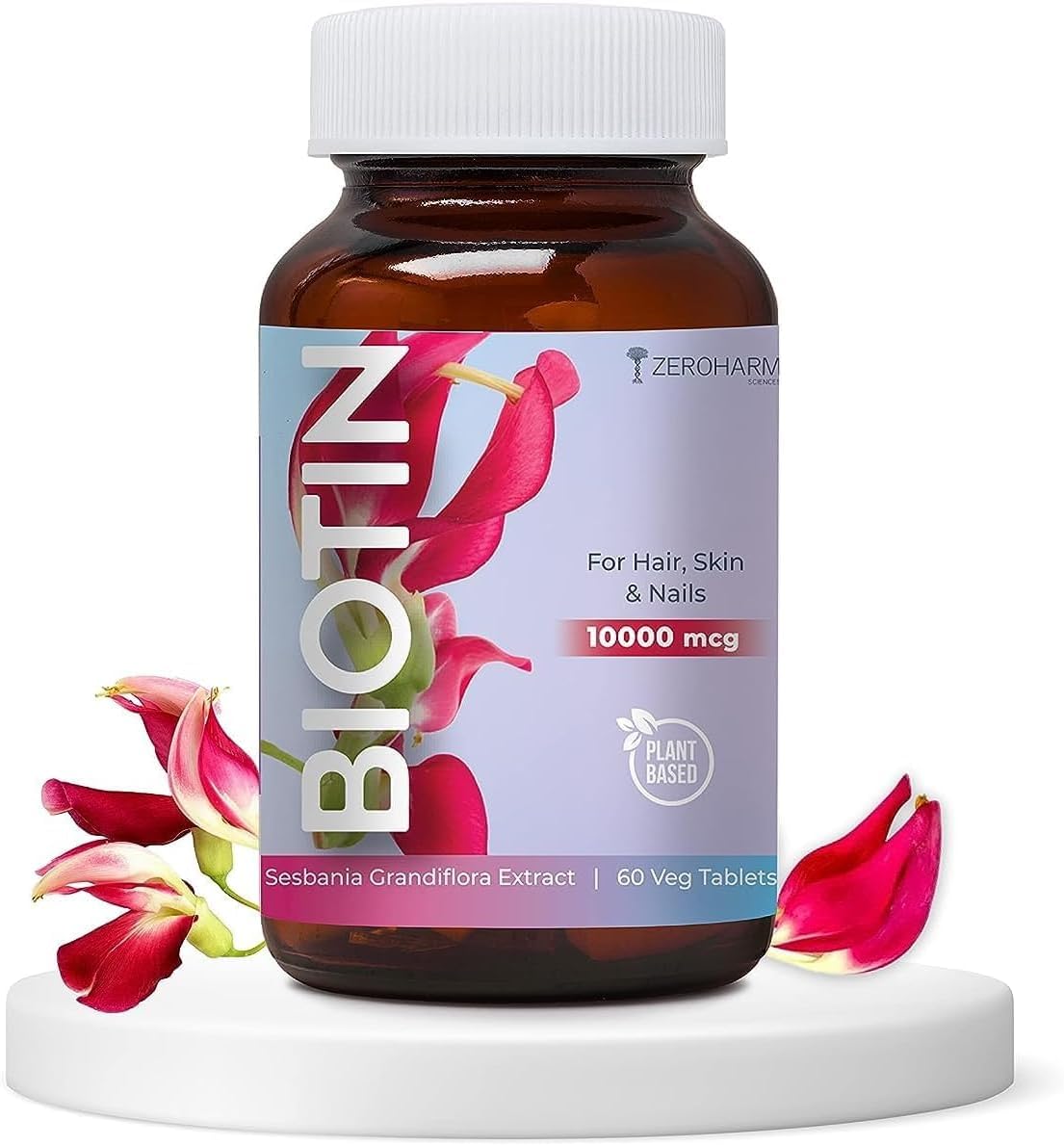 10,000 mcg Biotin Tablets for Hair, Skin, and Nails - Hair Growth Supplement for Men & Women - 60 Veg Tablets - No Side Effects