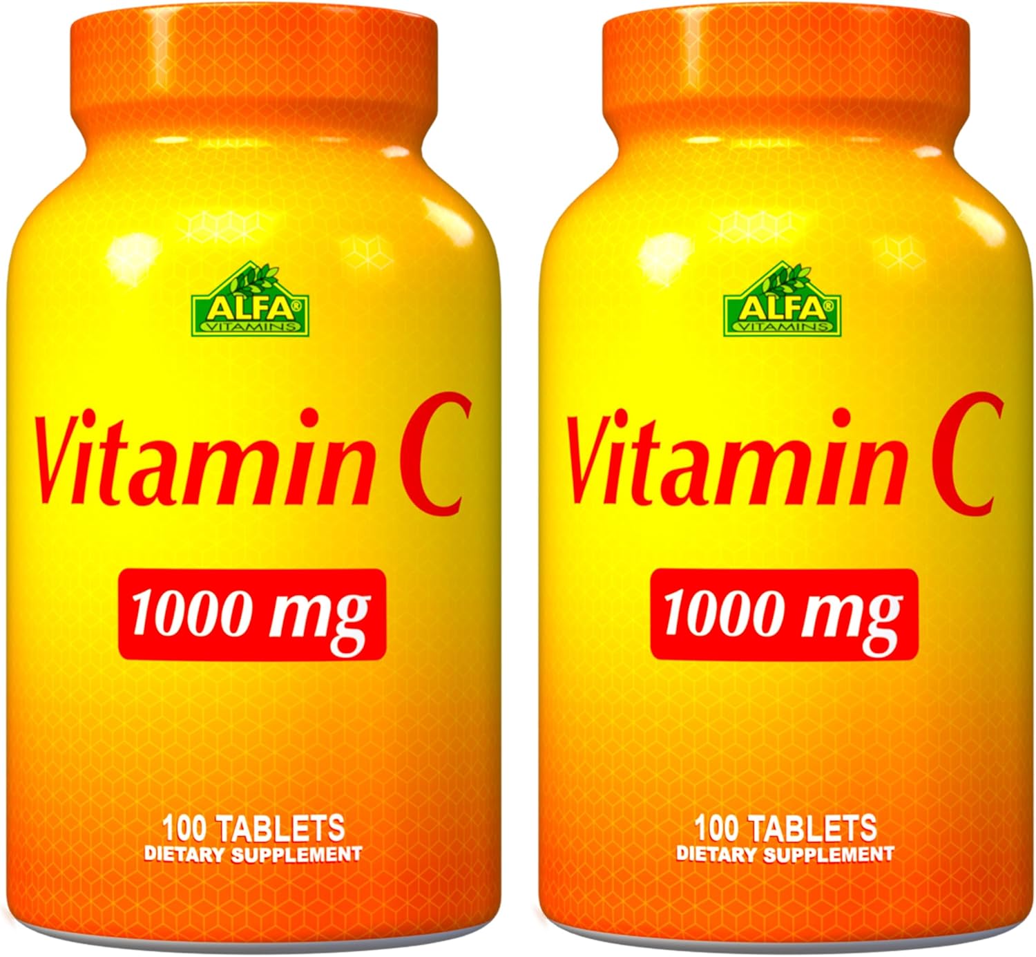 1000mg ALFA VITAMINS Vitamin C Supplements - Immune Boosting Antioxidant - Healthy Skin Support - Cold Protection - 200 Tablets Total