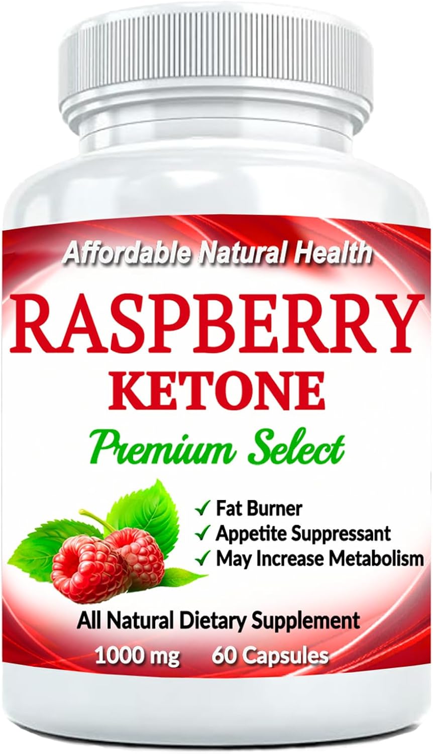 1000mg Raspberry Ketone Capsules for Active Lifestyle Support, 60 Capsules, 2 Month Supply - Non-GMO & Vegan Formula