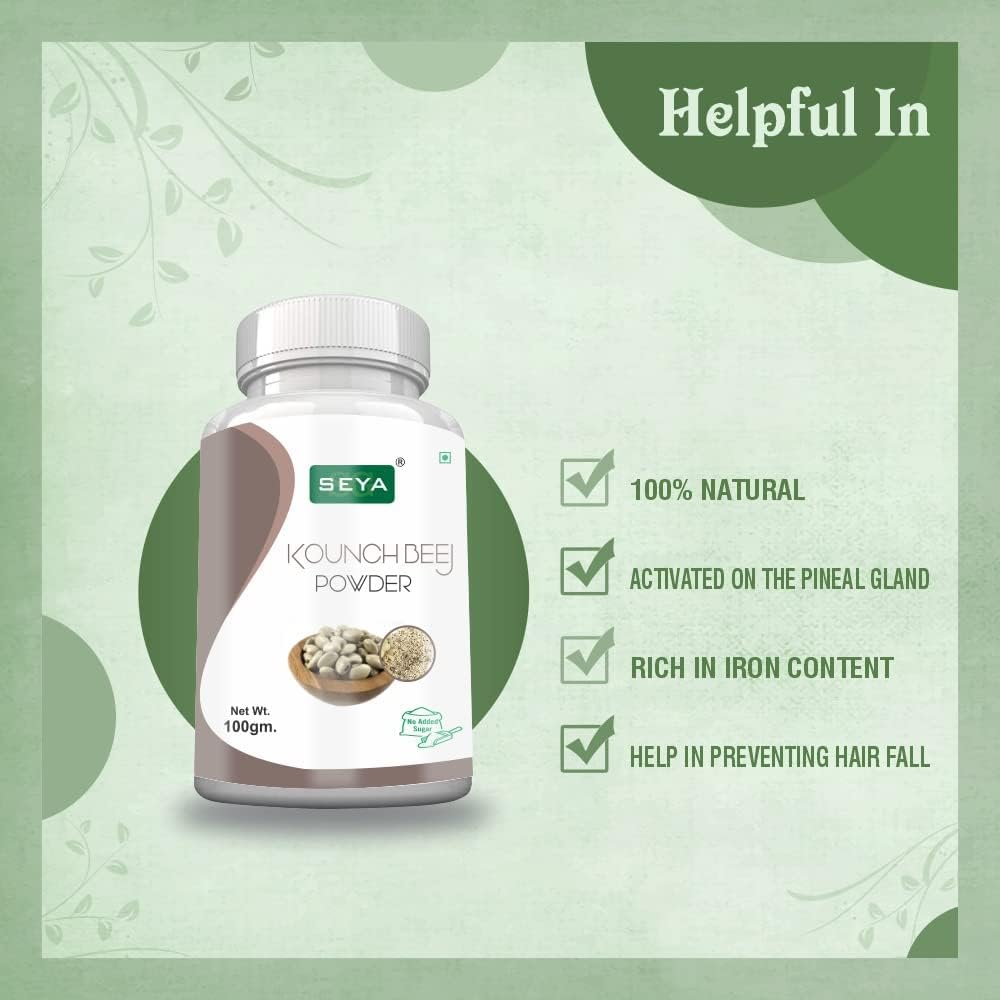 100g Organic Kounch Beej Powder for Immune Support and Bodybuilding - Vegan and Artificial Color Free