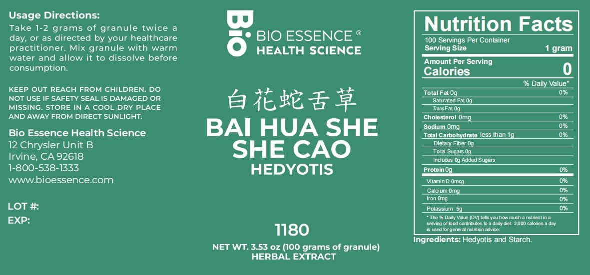 100g Raw Hedyotis Bai Hua She She Cao by Bio Essence Health Science 1180