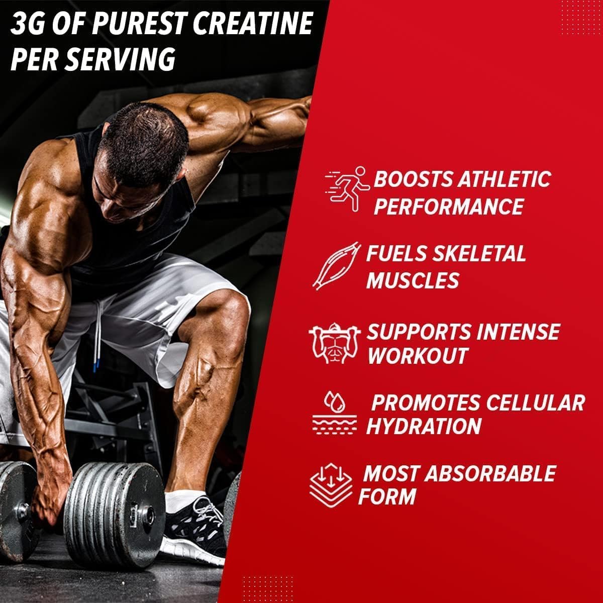100g Unflavored Creatine Monohydrate Powder for Athletic Performance | Muscle Fuel | Energy Support during Workouts | Made in USA