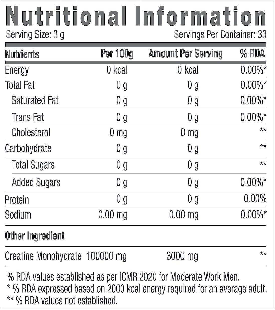 100g Unflavored Creatine Monohydrate Powder for Athletic Performance | Muscle Fuel | Energy Support during Workouts | Made in USA