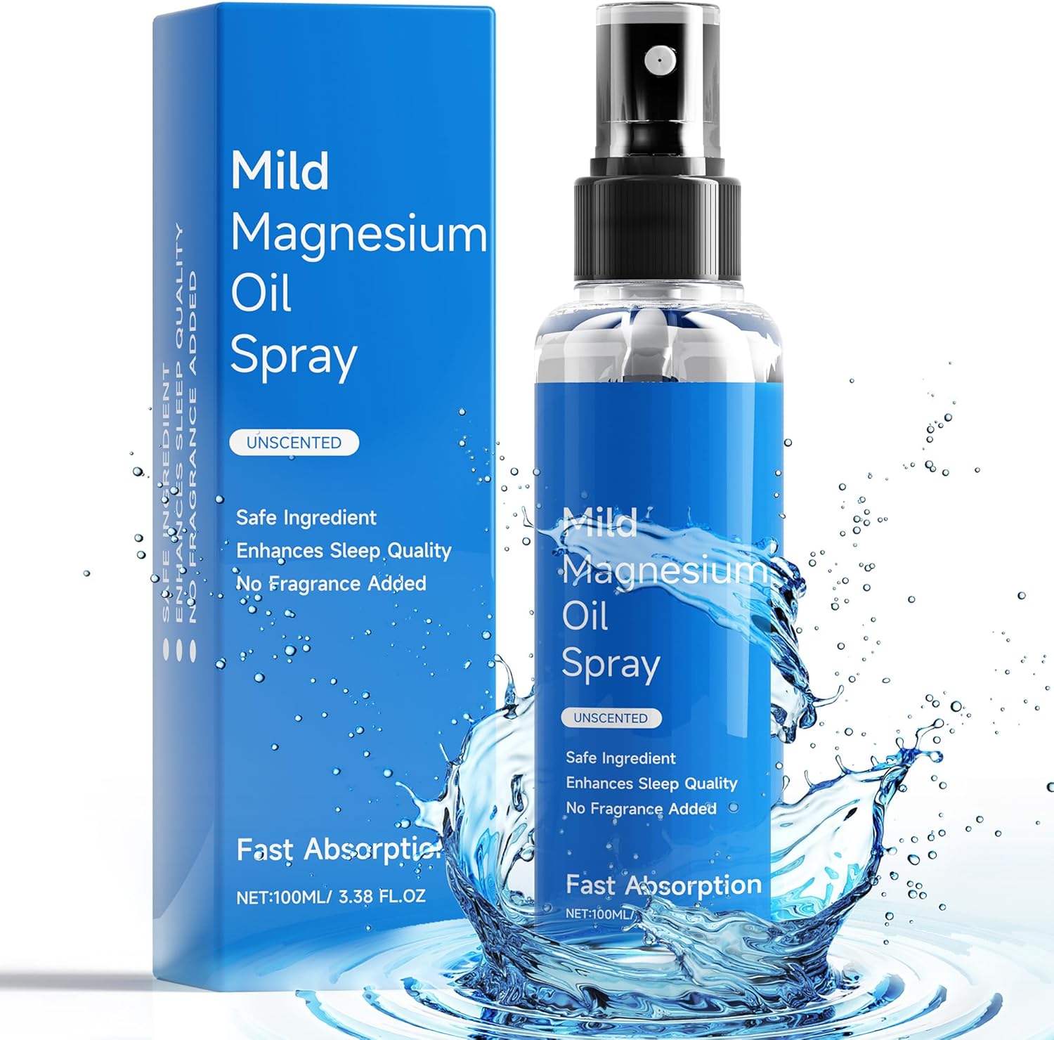 100ml Chamex Magnesium Oil Spray for Feet, Sleep, and Body - Pure Organic Natural Formula in Glass Bottle - Easy Absorption