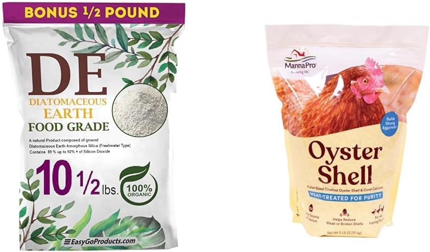 10.5 lbs Diatomaceous Earth & 5 lbs Oyster Shell Calcium Supplement for Chickens by EASYGO PRODUCTS