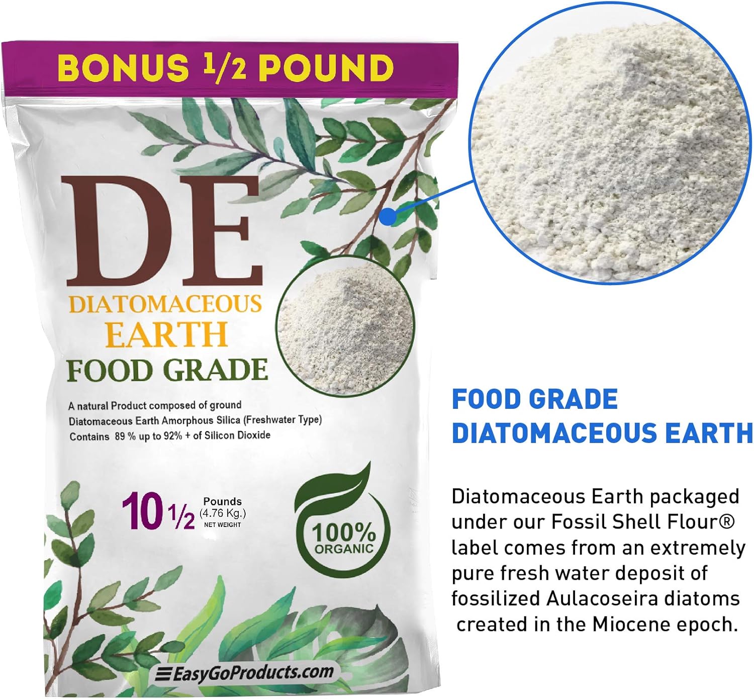 10.5 lbs Diatomaceous Earth & 5 lbs Oyster Shell Calcium Supplement for Chickens by EASYGO PRODUCTS