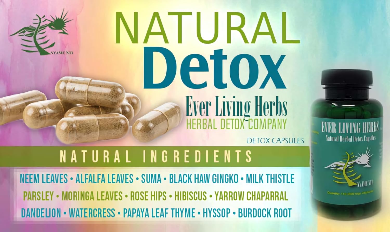 110 Capsules Ever Living Herbs Herbal Detox - All-Natural Formula from Italy