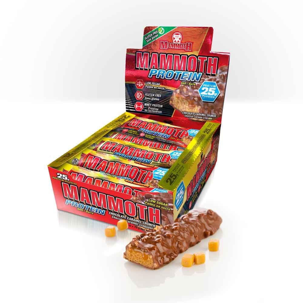 12 Count MAMMOTH Protein Bar, Chocolate Peanut Butter Crunch - 25g Protein, Low Sugar, Low Carb, Gluten Free - 12 x 65g