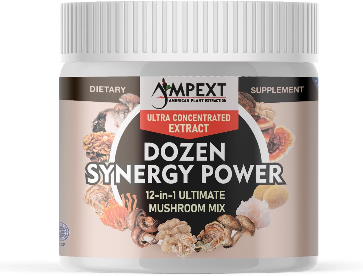12-in-1 Synergy Power Mushroom Extracts for Immunity, Cognitive, & Heart Health - Premium Fruiting Body Complex