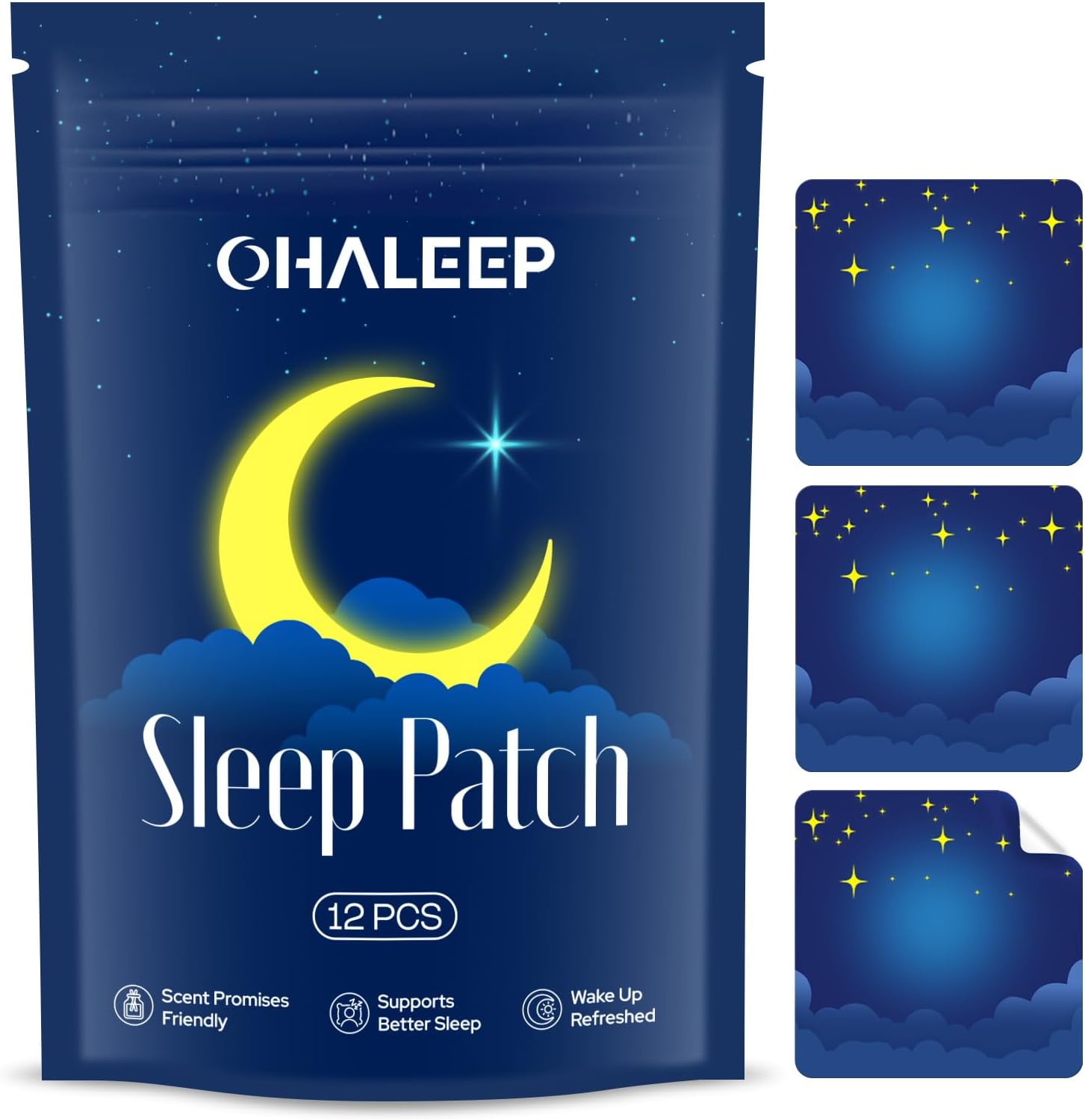 12 OHALEEP Dream Patch Sleep Patches for Adults, Extra Strength Sleep Aid for Improved Sleep Quality, Portable Patches for a Restful Night's Sleep