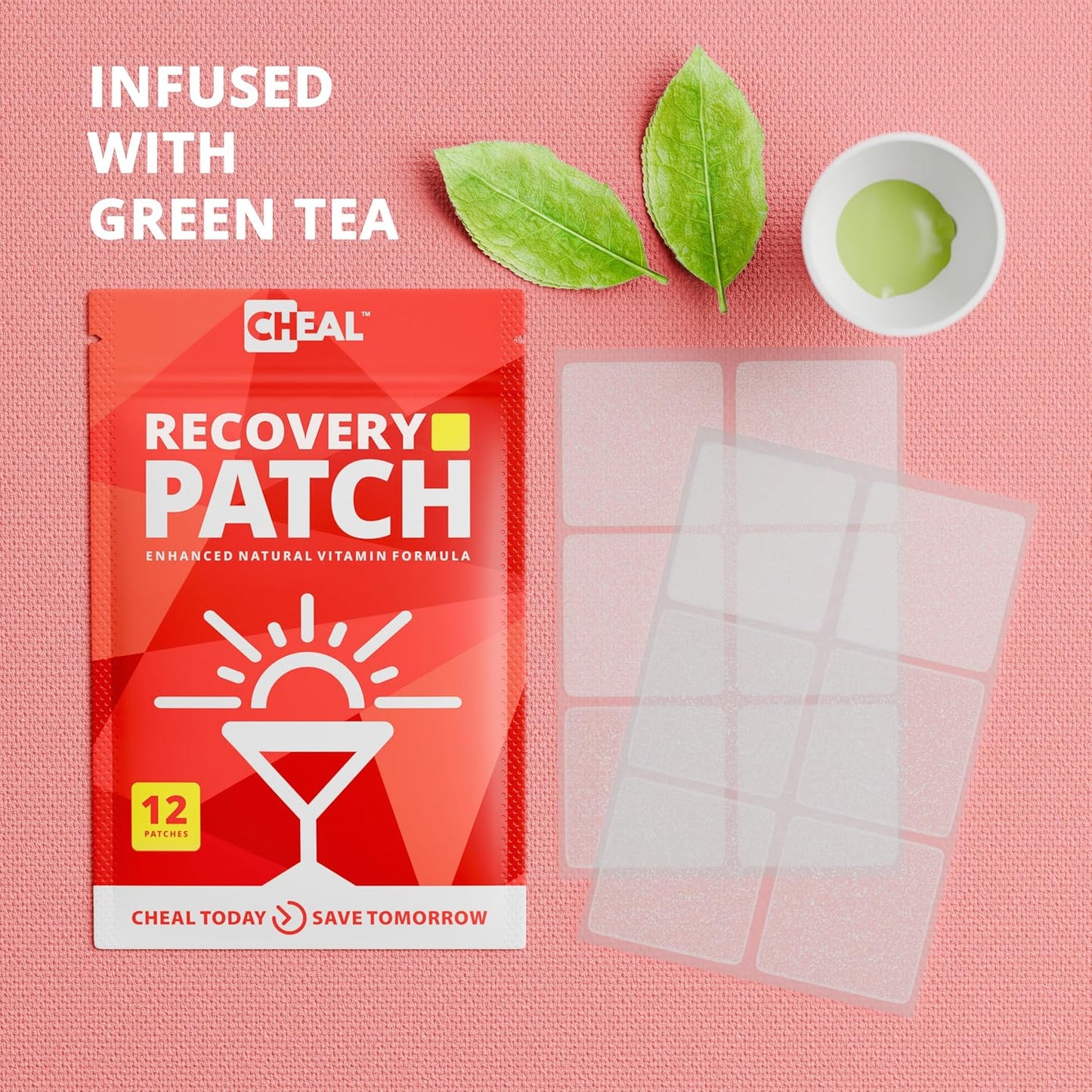 12 Pack of CHEAL Party Recovery Patches with B Complex Formula - Natural Hangover Relief for Better Mornings - Waterproof and Transparent - Essential for Pre-Drinking Recovery