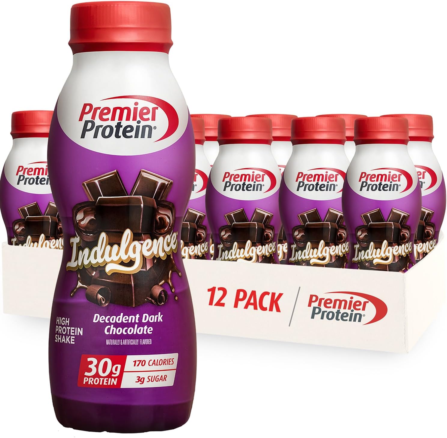 12-Pack Premier Protein Indulgence Dark Chocolate Protein Shake - 30g Protein, 3g Sugar - 11.5 fl oz