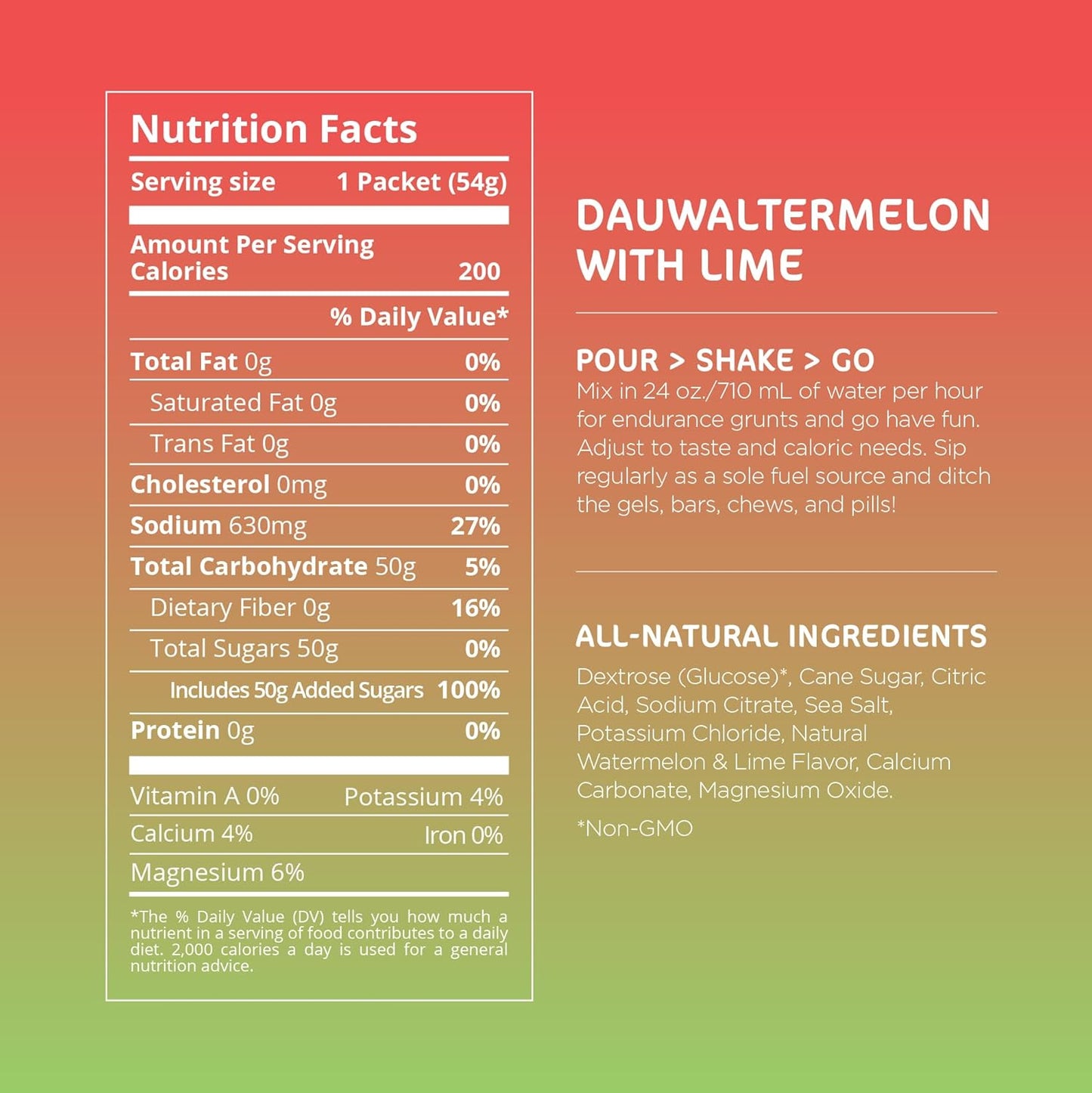 12 Pack Tailwind Nutrition Endurance Fuel Powder Mix - Dauwaltermelon Flavor, Vegan, Non-GMO, Gluten-Free, Soy-Free Dairy-Free Electrolyte Sports Drink
