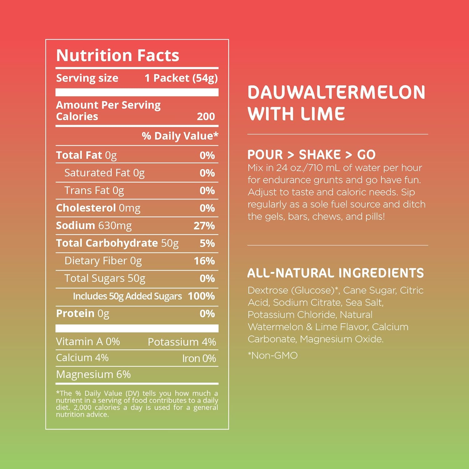 12 Pack Tailwind Nutrition Endurance Fuel Powder Mix - Dauwaltermelon Flavor, Vegan, Non-GMO, Gluten-Free, Soy-Free Dairy-Free Electrolyte Sports Drink