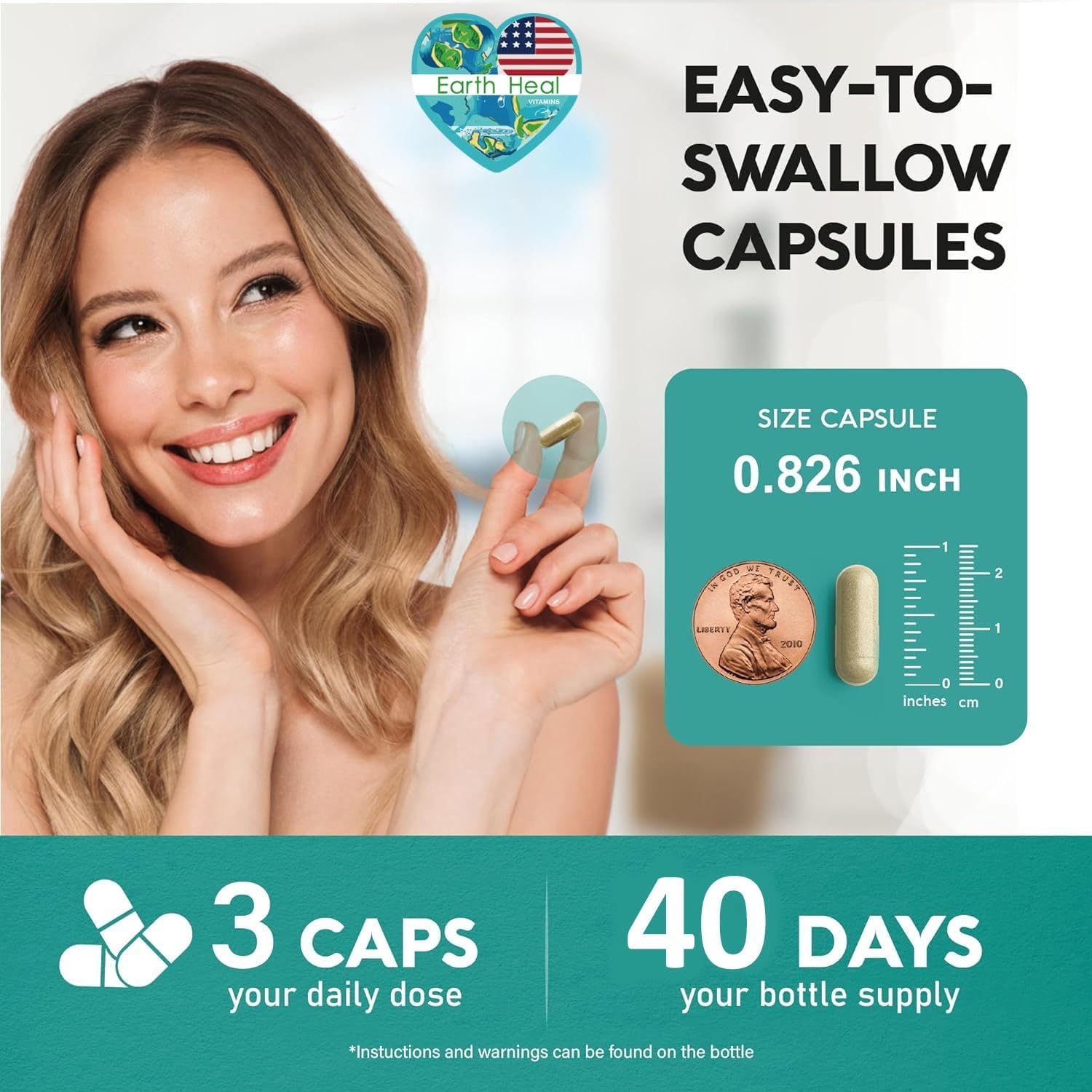 120 Count Earth Heal Vitamins Sea Moss Capsules, Natural Supplement for Immune Support