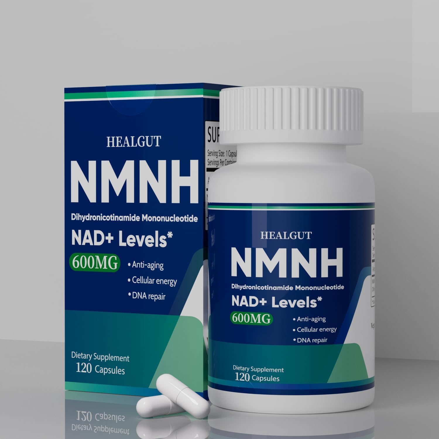 120 Count HEALGUT NMNH Capsules for NAD+ Optimization - 600mg NMNH Supplement