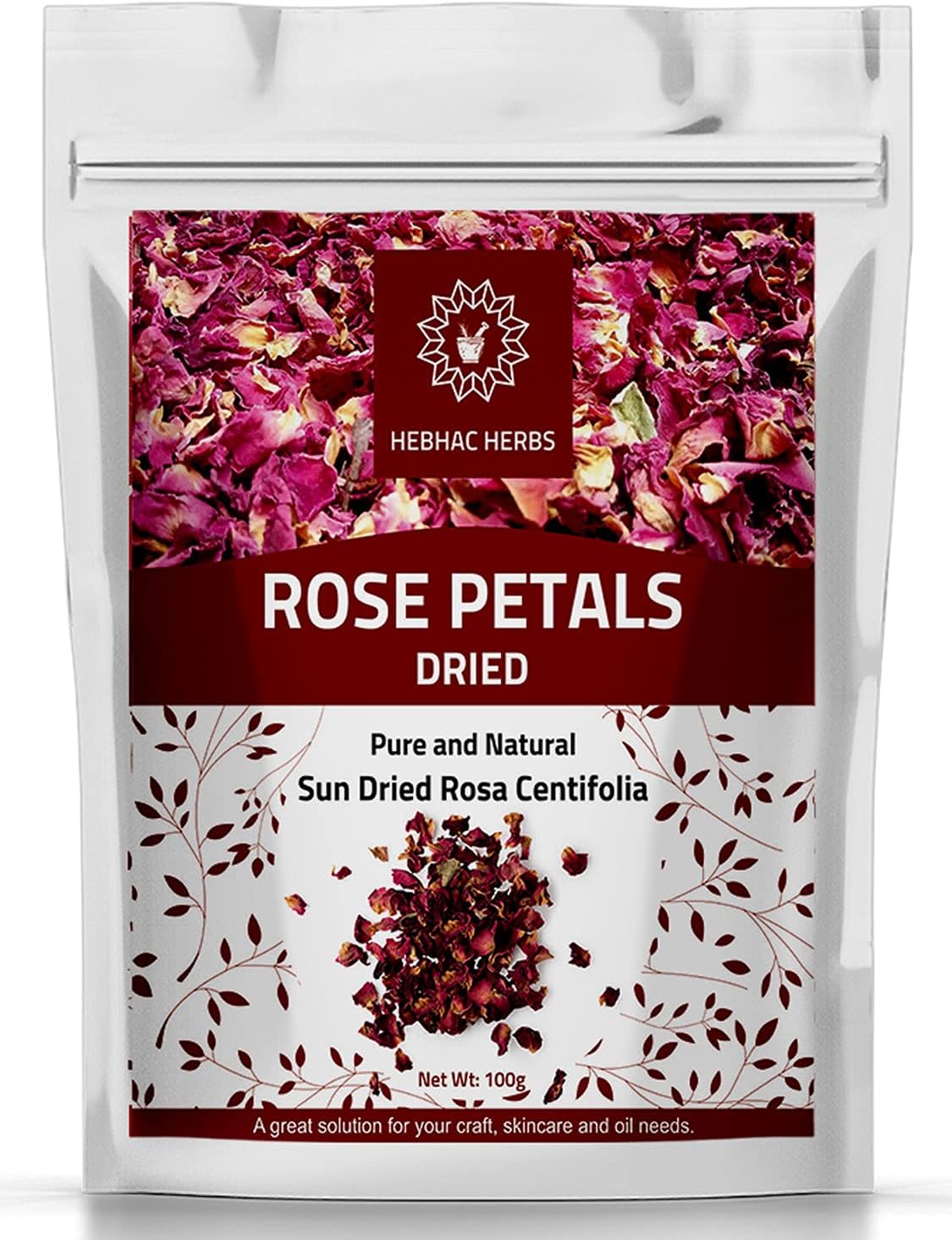 120 Moringa Capsules with 200g Dried Rose Petals by Hebhac Herbs