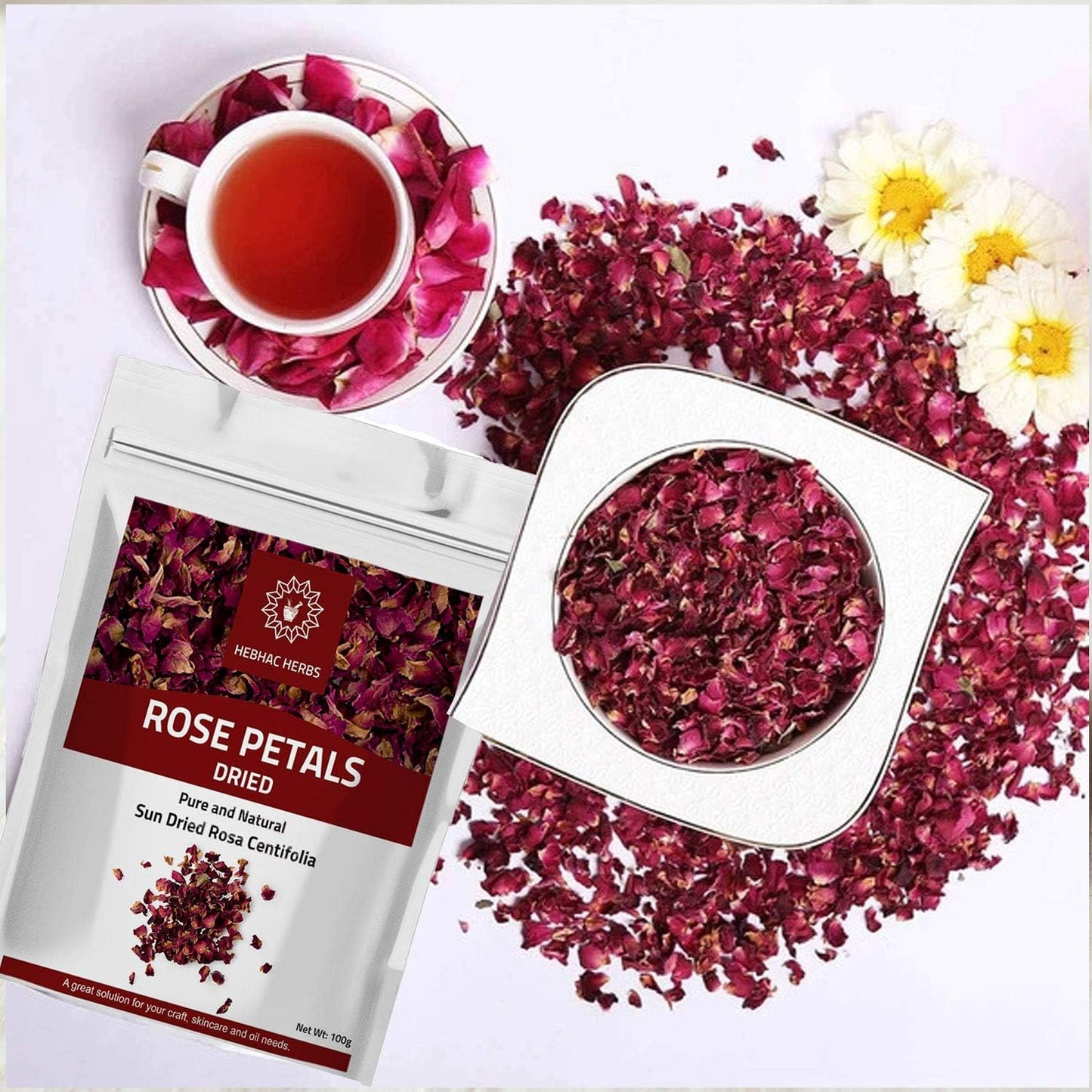 120 Moringa Capsules with 200g Dried Rose Petals by Hebhac Herbs