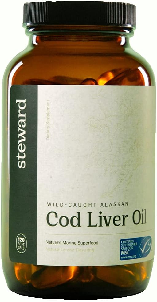 120 Softgels of Steward Wild-Caught Alaskan Cod Liver Oil with Omega-3's EPA, DHA, DPA, SPMs, Vitamin A & D