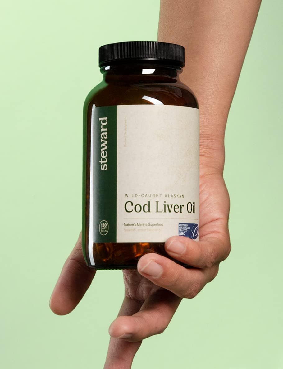 120 Softgels of Steward Wild-Caught Alaskan Cod Liver Oil with Omega-3's EPA, DHA, DPA, SPMs, Vitamin A & D