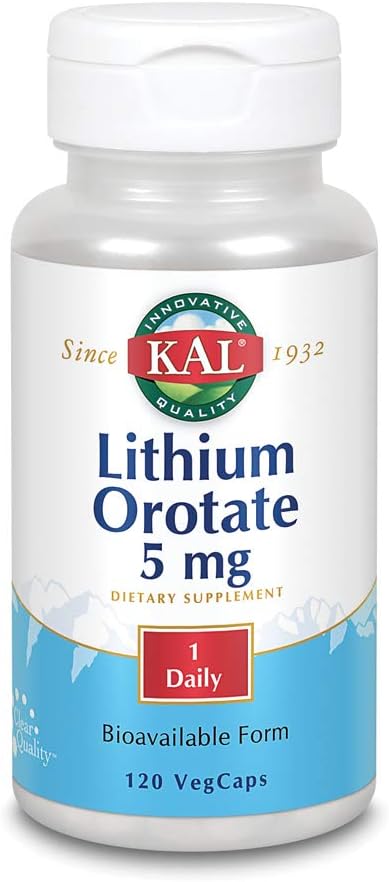 120 VCaps Lithium Orotate Kal Supplement for Mental Health Support