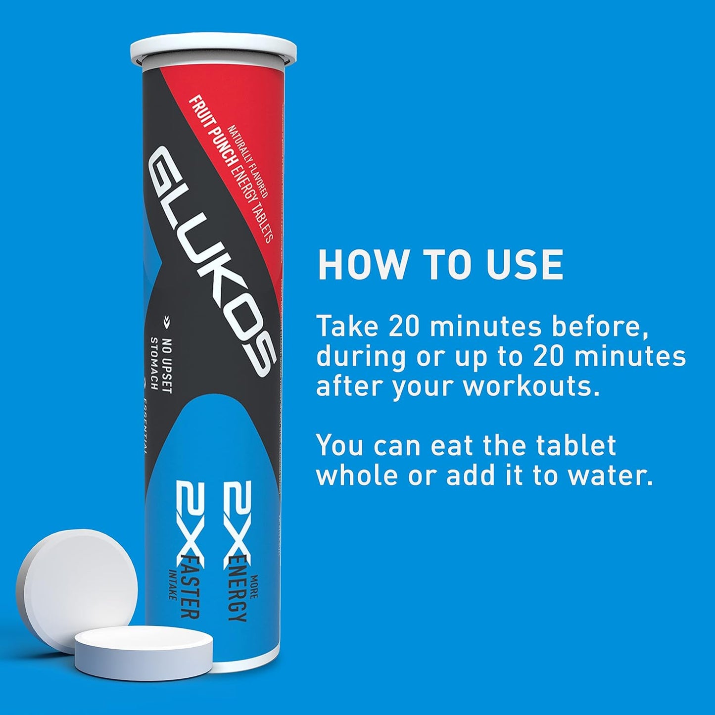 14 Glukos Energy Chewable Tablets in Fruit Punch Flavor - Convenient Energy Boost