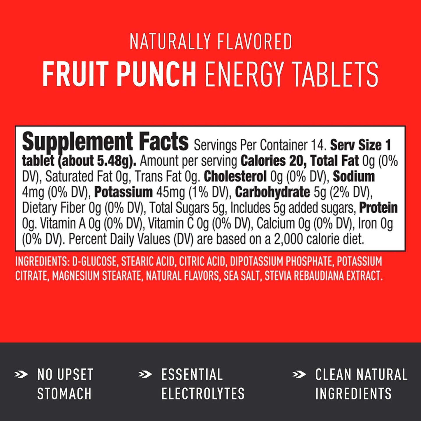 14 Glukos Energy Chewable Tablets in Fruit Punch Flavor - Convenient Energy Boost