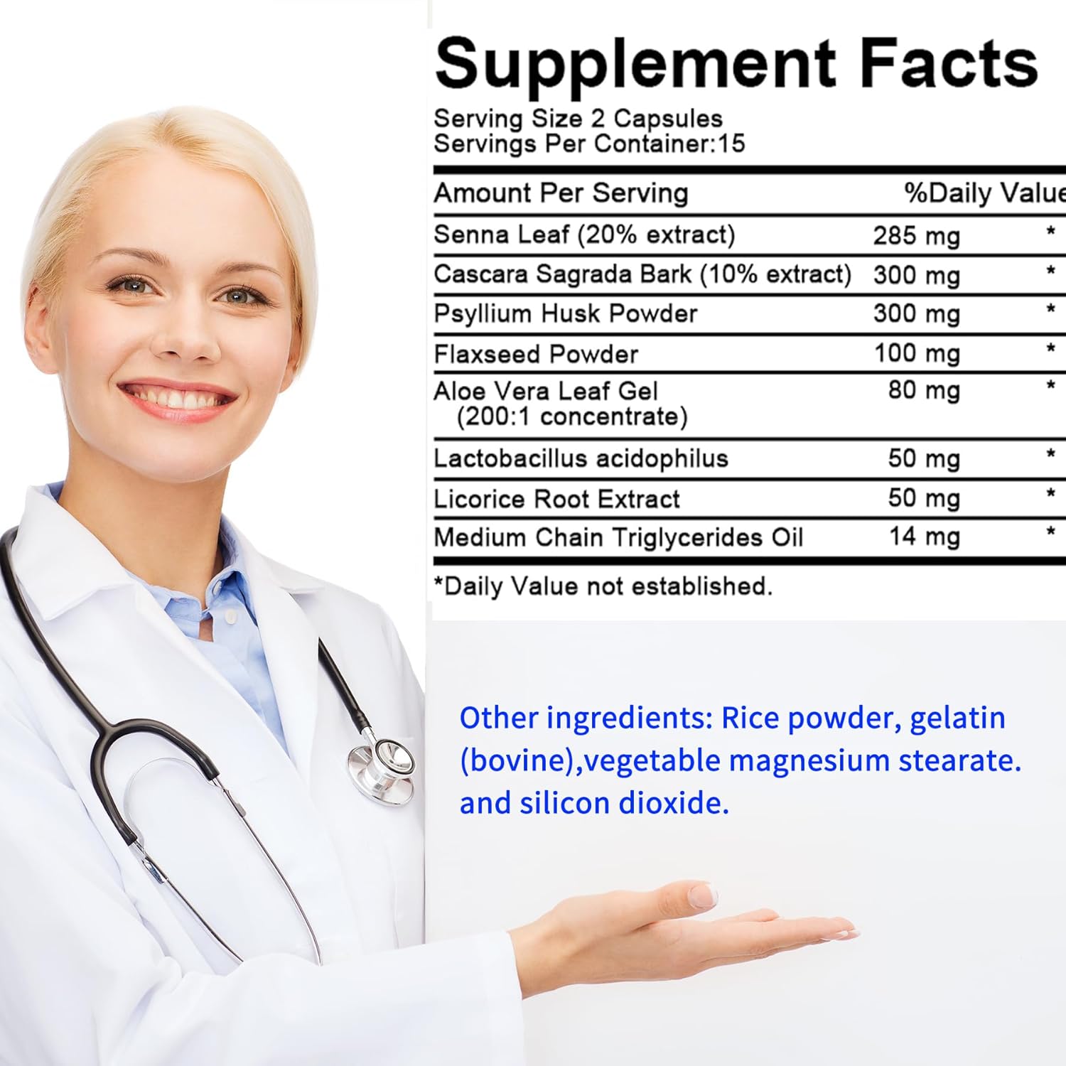 15 Day Gut Cleanse with Senna, Cascara Sagrada, and Psyllium Husk - Advanced Bowel and Colon Support (30 Capsules)