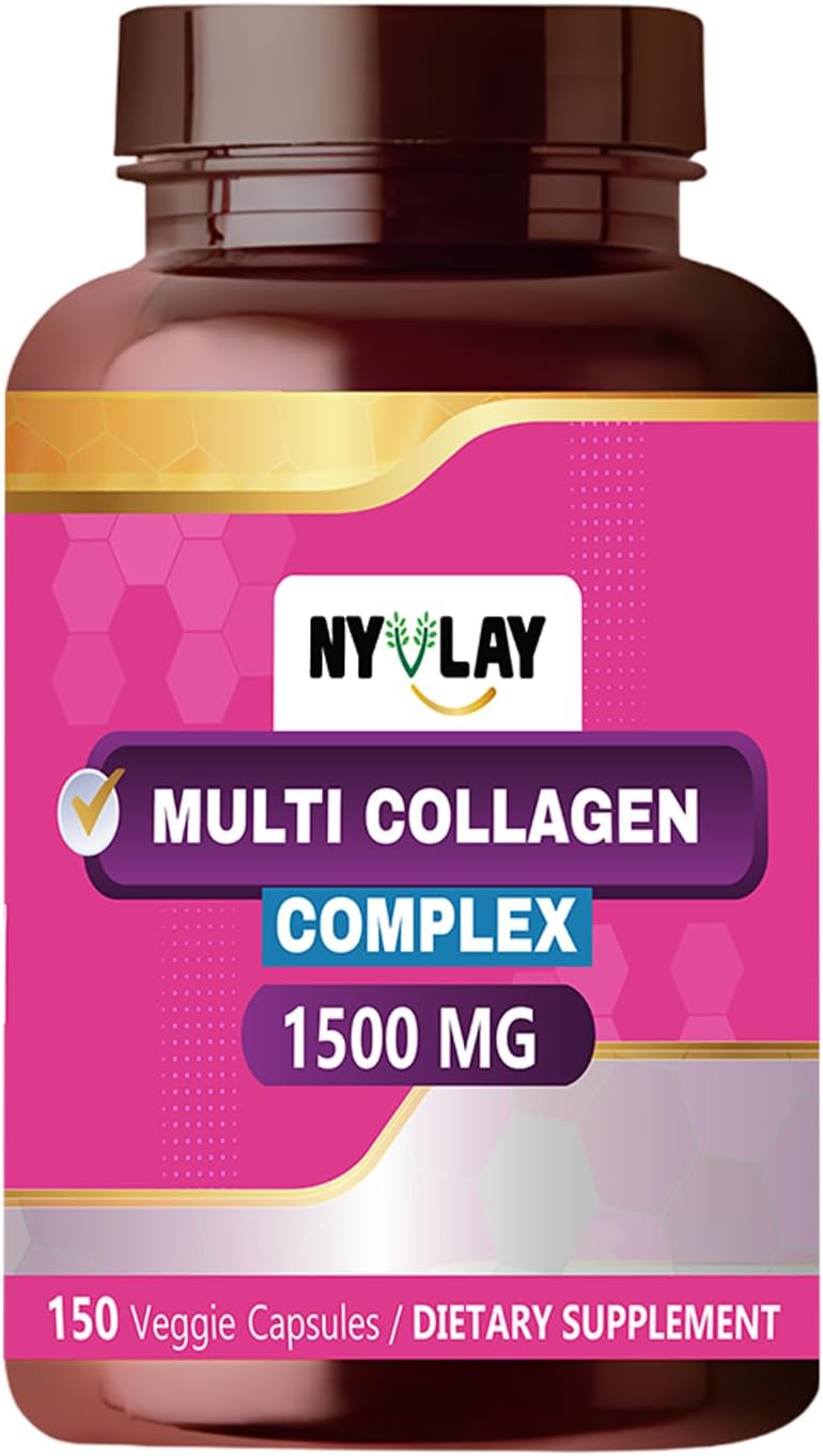 150 Capsules NYVLAY Multi Collagen Complex 1500 MG | Dietary Supplement for Strength & Energy | Natural Extra Strength Formula