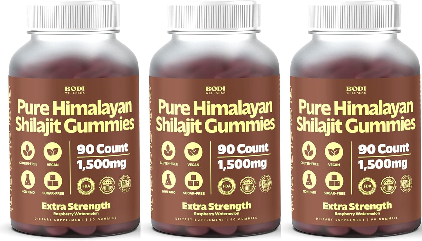1500mg Pure Himalayan Shilajit Gummies - 270 Vegan, Sugar-Free Gummies with 85+ Trace Minerals & Fulvic Acid for Energy, Immune Support, Mental Clarity - Non-GMO Supplement for Men & Women