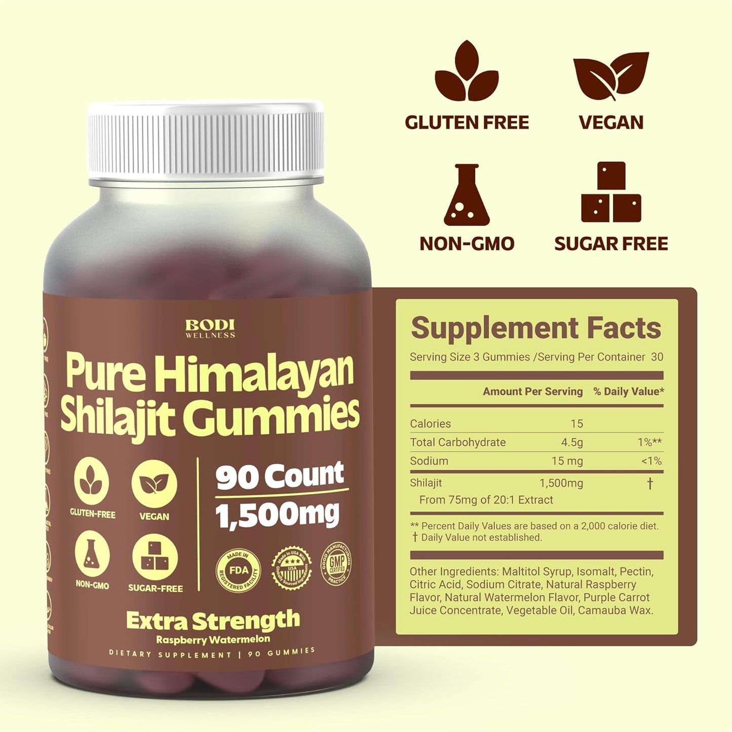 1500mg Pure Himalayan Shilajit Gummies - 270 Vegan, Sugar-Free Gummies with 85+ Trace Minerals & Fulvic Acid for Energy, Immune Support, Mental Clarity - Non-GMO Supplement for Men & Women