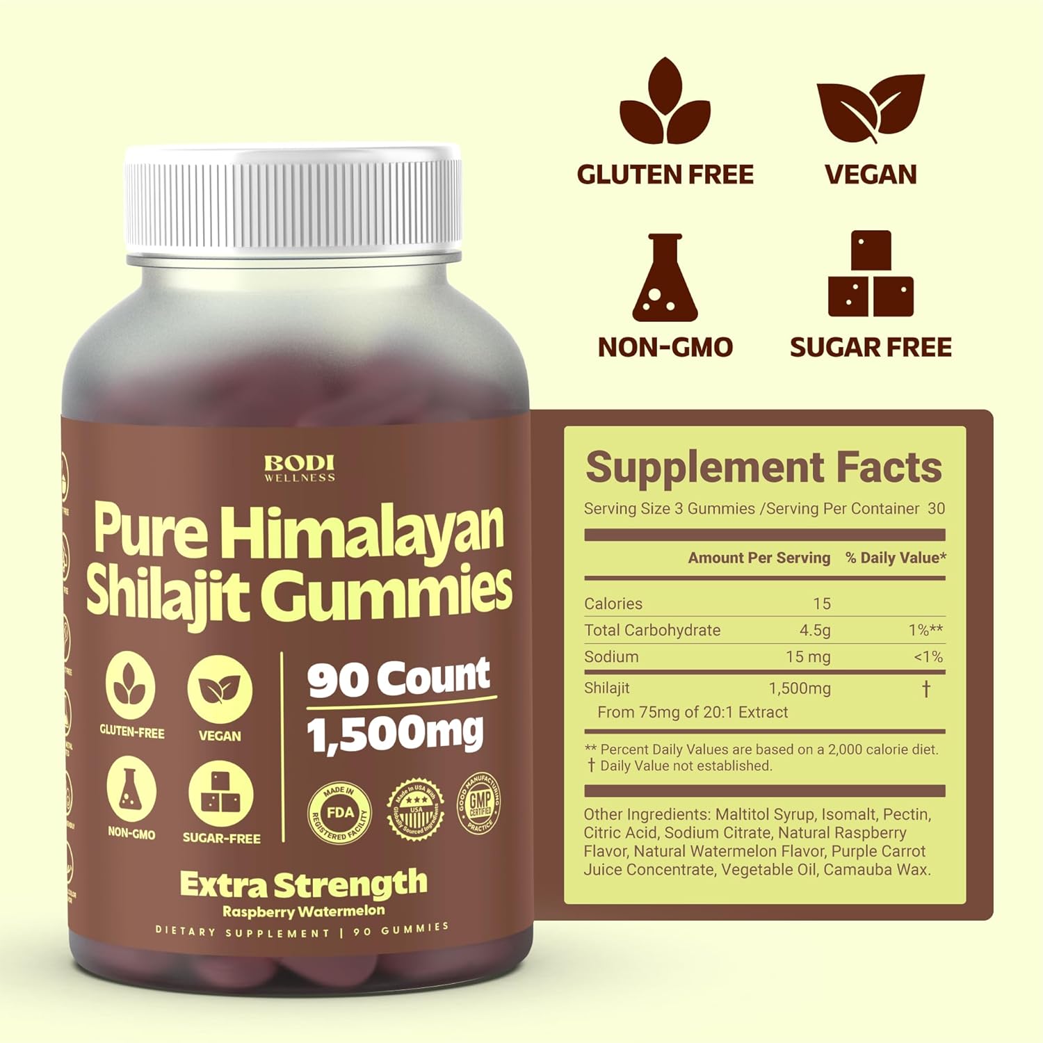 1500mg Pure Himalayan Shilajit Gummies - 270 Vegan, Sugar-Free Gummies with 85+ Trace Minerals & Fulvic Acid for Energy, Immune Support, Mental Clarity - Non-GMO Supplement for Men & Women