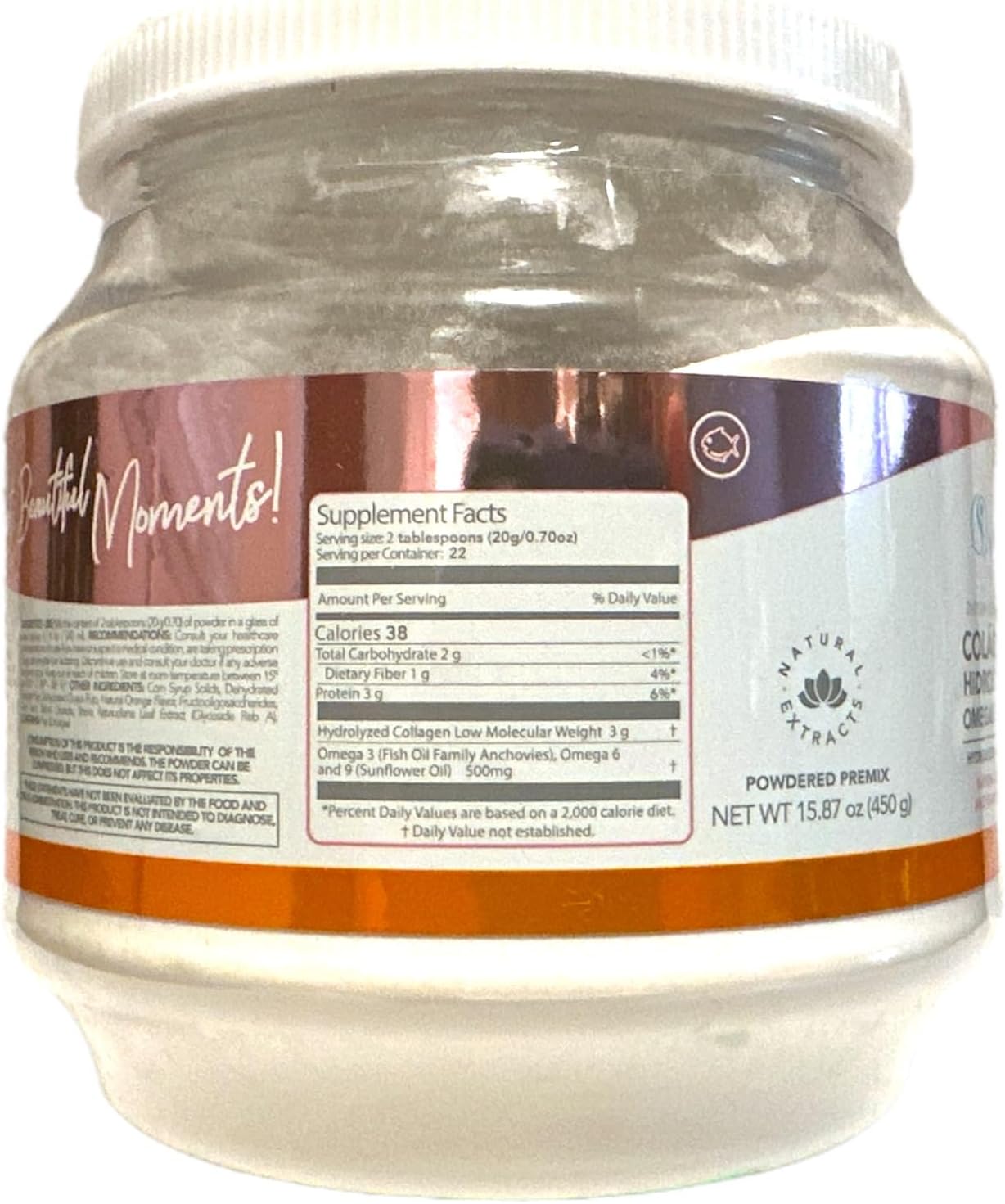 15.87 oz Sugar-Free Collagen Supplement with Omega Fatty Acids, Orange & Guava Flavor