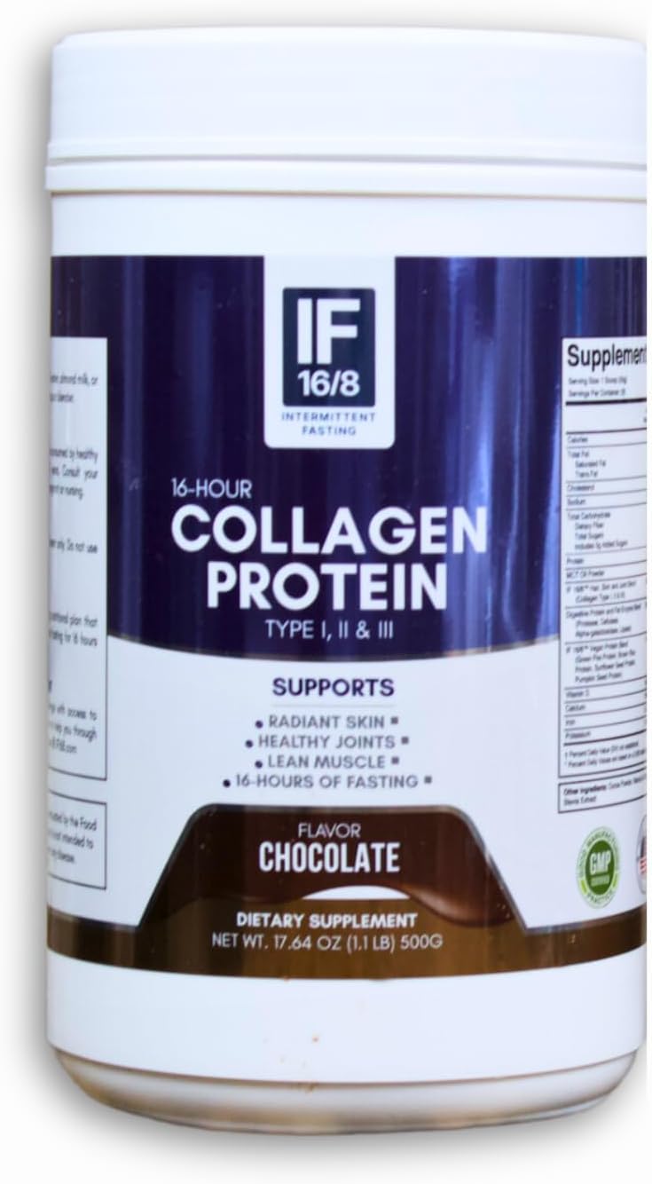 16-Hour Chocolate Collagen Protein with 15g Vegan Protein, 18 Amino Acids, MCT Oil, and Digestive Enzymes - 500g