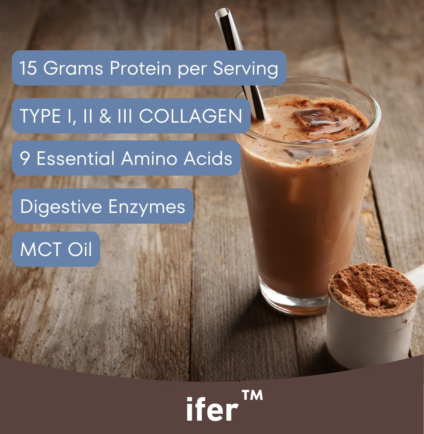 16-Hour Chocolate Collagen Protein with 15g Vegan Protein, 18 Amino Acids, MCT Oil, and Digestive Enzymes - 500g