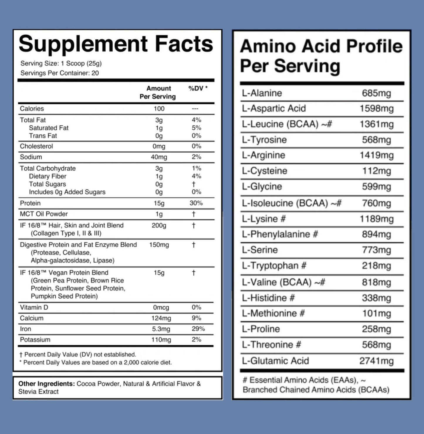 16-Hour Chocolate Collagen Protein with 15g Vegan Protein, 18 Amino Acids, MCT Oil, and Digestive Enzymes - 500g